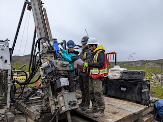 Photo 10. Randelyn Freed, Sean Hillacre and Robert Meek aligning the drill rig.
